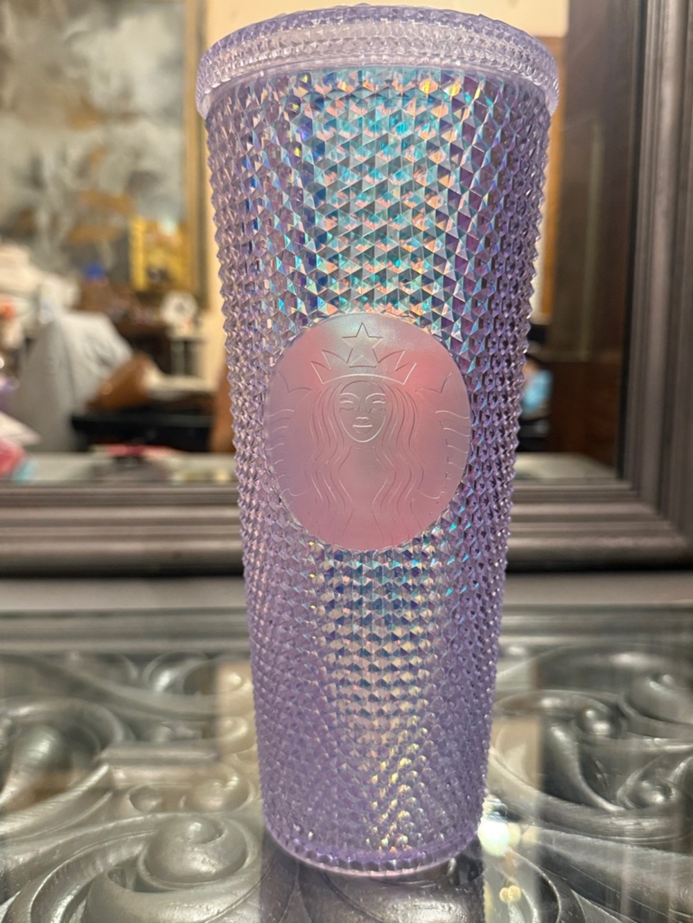 Starbucks 24 oz Iridescent Lavender Studded Bling Mermaid 2021 Tumbler Cup